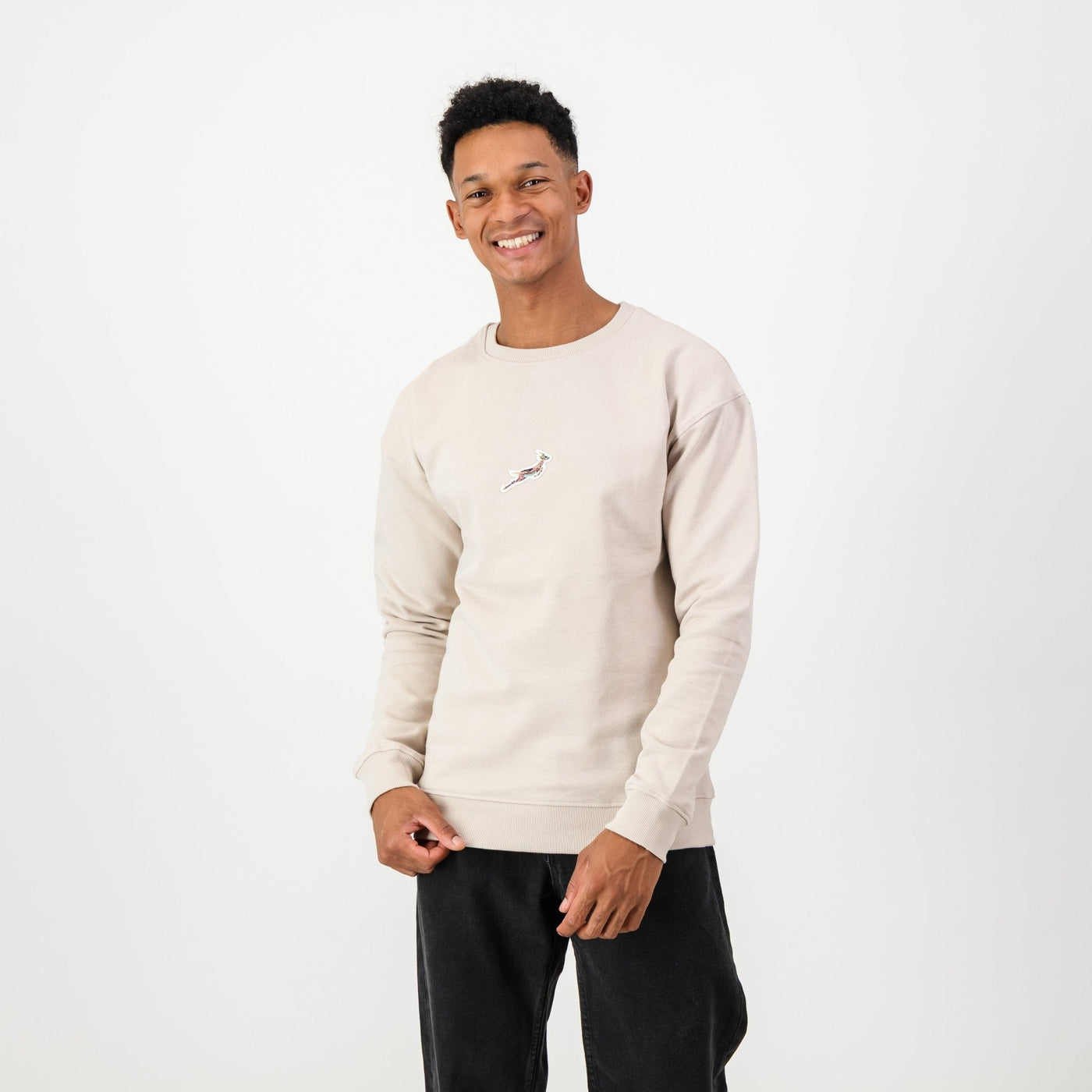 Springboks Colour Pop Ivory Sweatshirt: Premium Cotton Terry, Embroidered Rugby Fan Gear