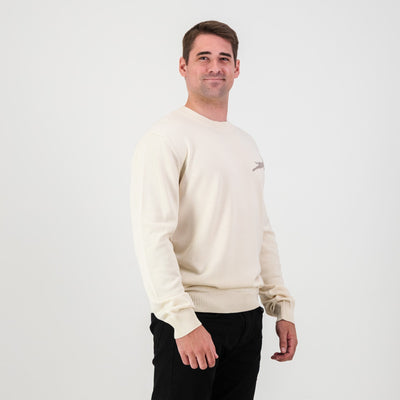 Springboks Rugby Faded Ivory Cotton Crew Neck Knit Sweater