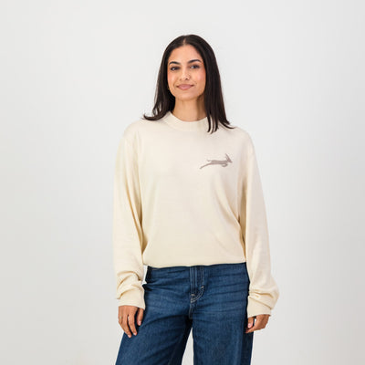 Springboks Rugby Faded Ivory Cotton Crew Neck Knit Sweater