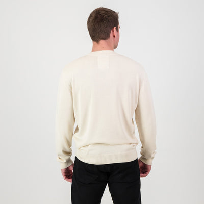 Springboks Rugby Faded Ivory Cotton Crew Neck Knit Sweater