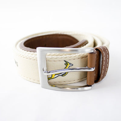 Springboks Ivory Golf Belt: Premium Canvas, Leather Accents, Brass Buckle for Fans
