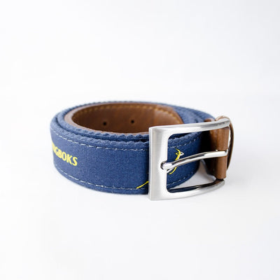 Premium Springboks Navy Golf Belt: Durable Canvas, Leather Accents, Brass Buckle