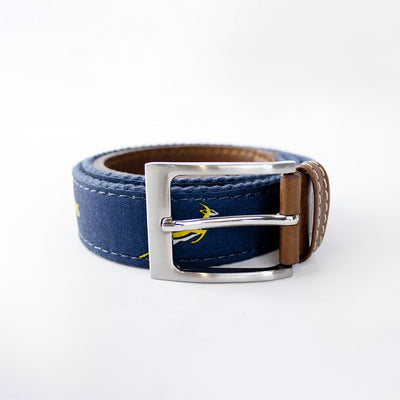 Premium Springboks Navy Golf Belt: Durable Canvas, Leather Accents, Brass Buckle