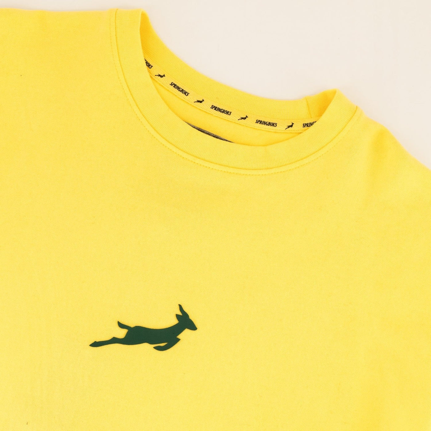 Authentic Springboks Sunshine Yellow Crewneck Sweatshirt Soft French Terry Embroidered Logo