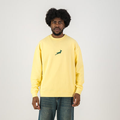 Authentic Springboks Sunshine Yellow Crewneck Sweatshirt Soft French Terry Embroidered Logo