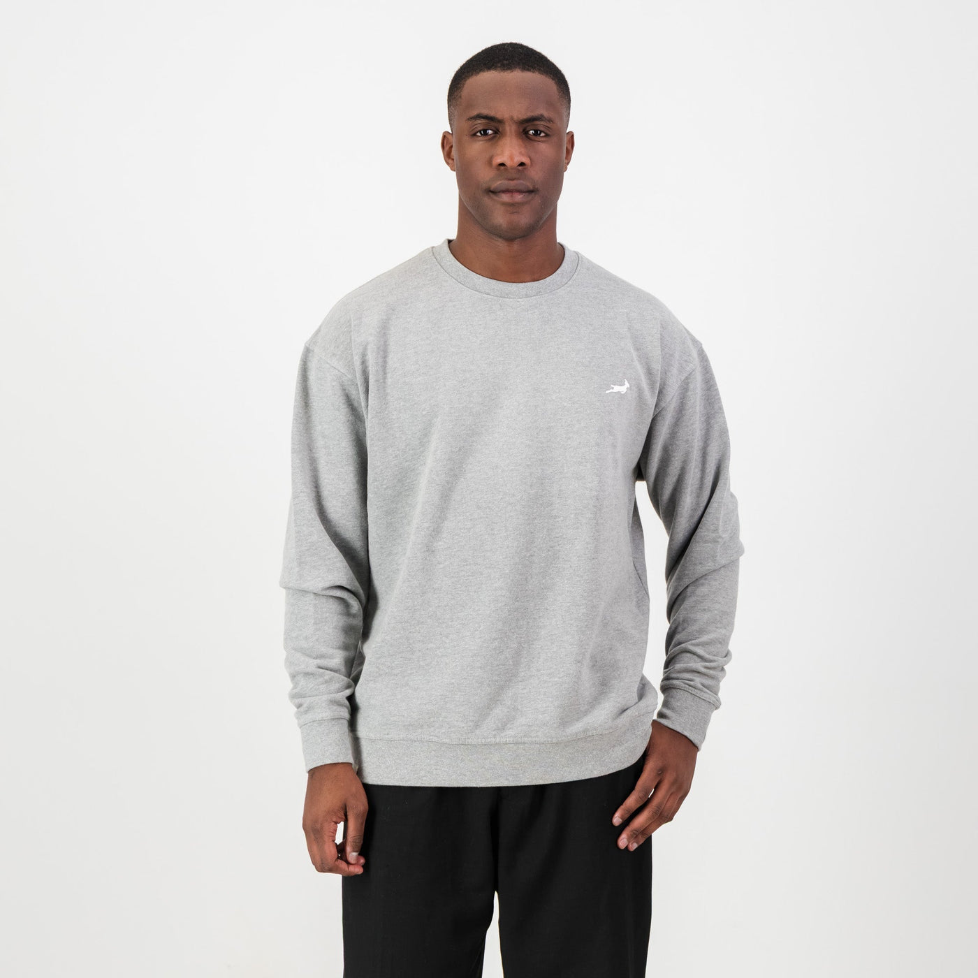 Premium Springboks HS Small Logo Light Grey Melange Crew Sweatshirt