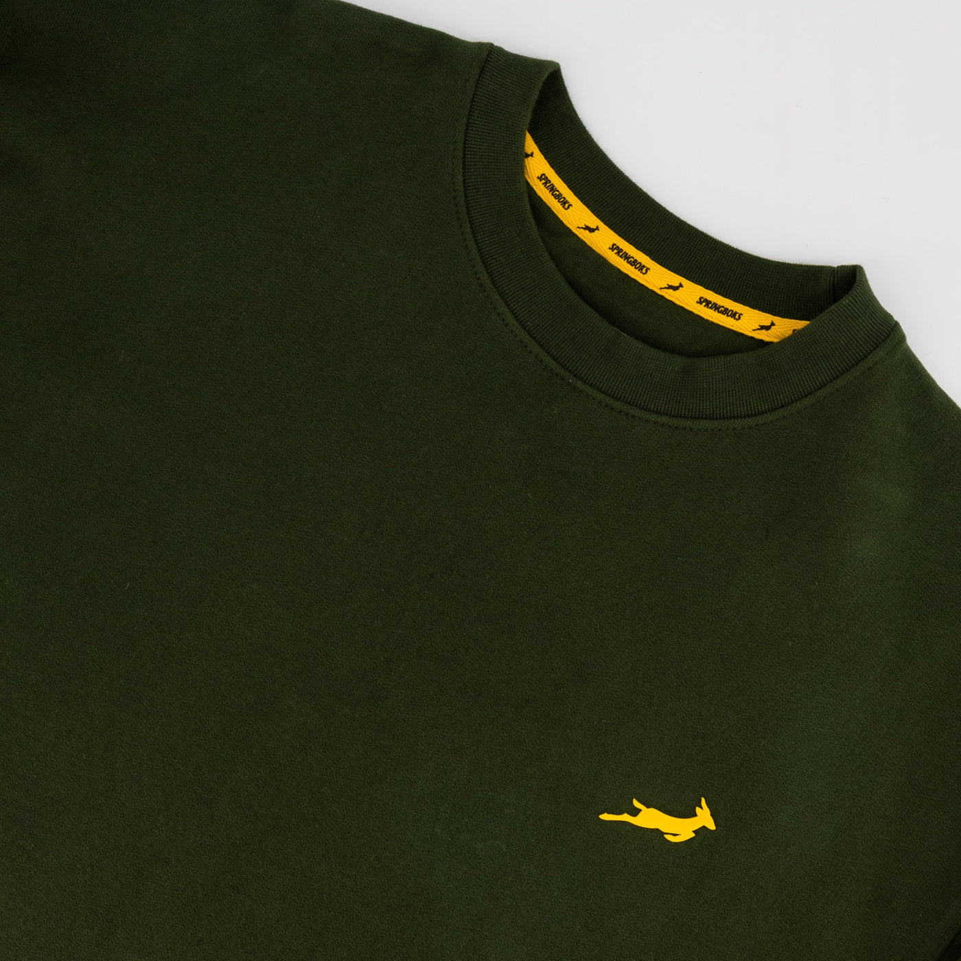 Springboks Rugby Military Olive Crewneck Sweatshirt - Ultra-Soft French Terry Embroidered Logo