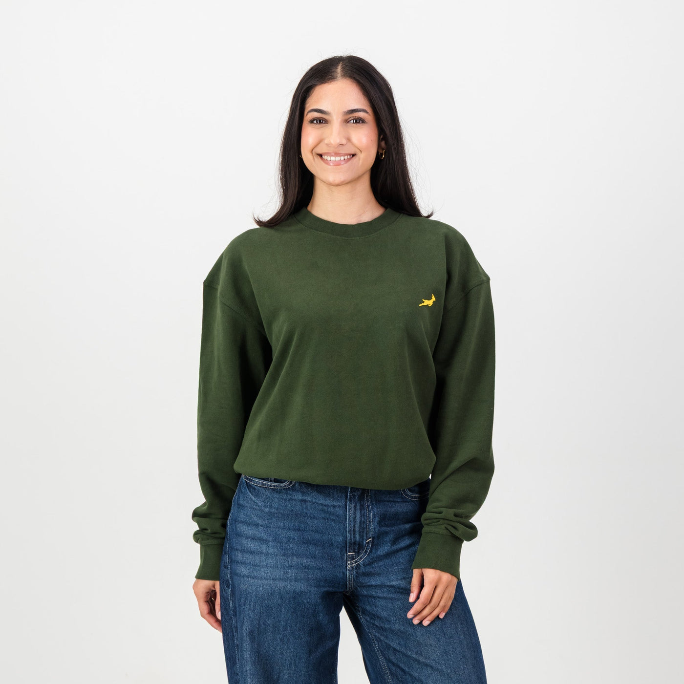 Springboks Rugby Military Olive Crewneck Sweatshirt - Ultra-Soft French Terry Embroidered Logo