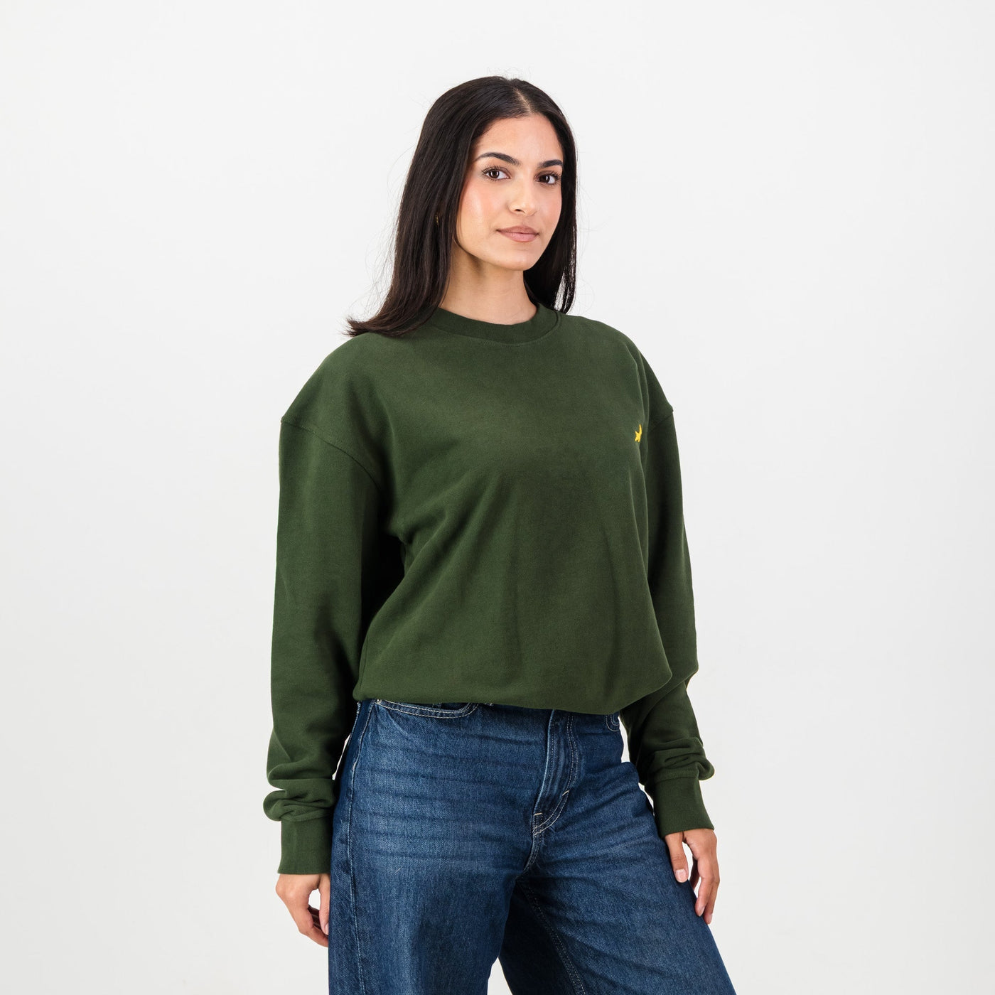 Springboks Rugby Military Olive Crewneck Sweatshirt - Ultra-Soft French Terry Embroidered Logo