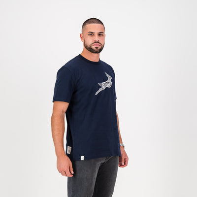 Springboks Rugby Infill Crew Neck Tee Navy - Heavyweight Cotton Fan Gear