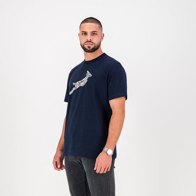 Springboks Rugby Infill Crew Neck Tee Navy - Heavyweight Cotton Fan Gear