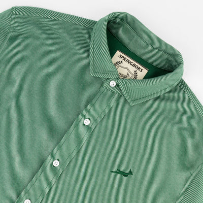 Springboks Jacquard Long Sleeve Shirt - OS Green Tailored Fit Embroidery
