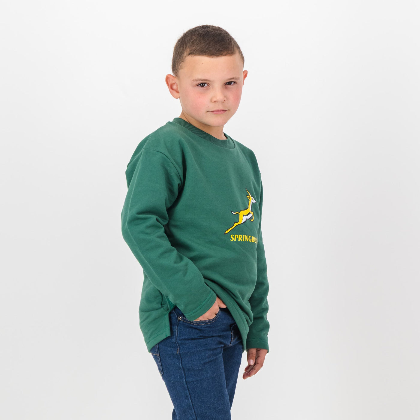 Cozy Springboks Kids OS Green Fleece Sweatshirt: Soft, Warm, Iconic Rugby Fanwear