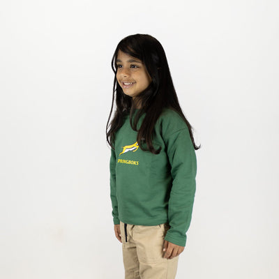 Springboks Kids Bokkies Fleece Sweatshirt: Cozy Green Crewneck for Young Rugby Fans