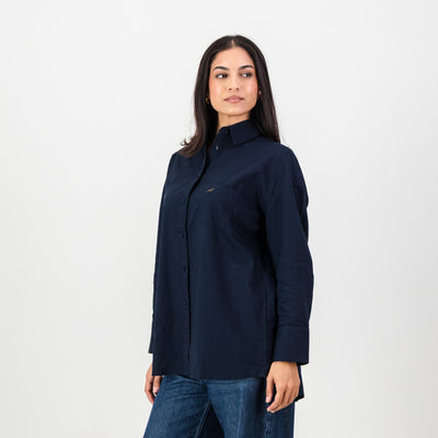 Classic Navy Springboks Ladies Oxford Shirt: Relaxed Fit, Versatile Style, Premium Comfort