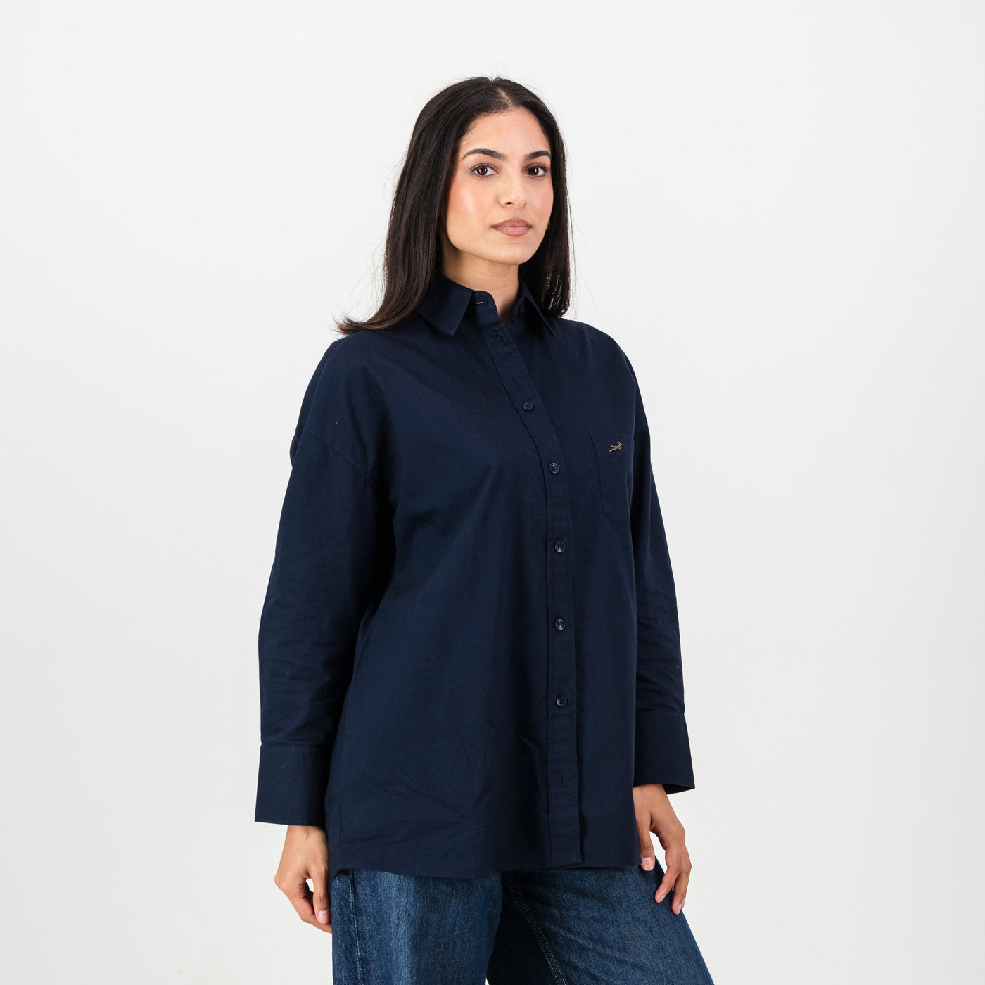 Classic Navy Springboks Ladies Oxford Shirt: Relaxed Fit, Versatile Style, Premium Comfort