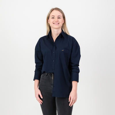 Classic Navy Springboks Ladies Oxford Shirt: Relaxed Fit, Versatile Style, Premium Comfort