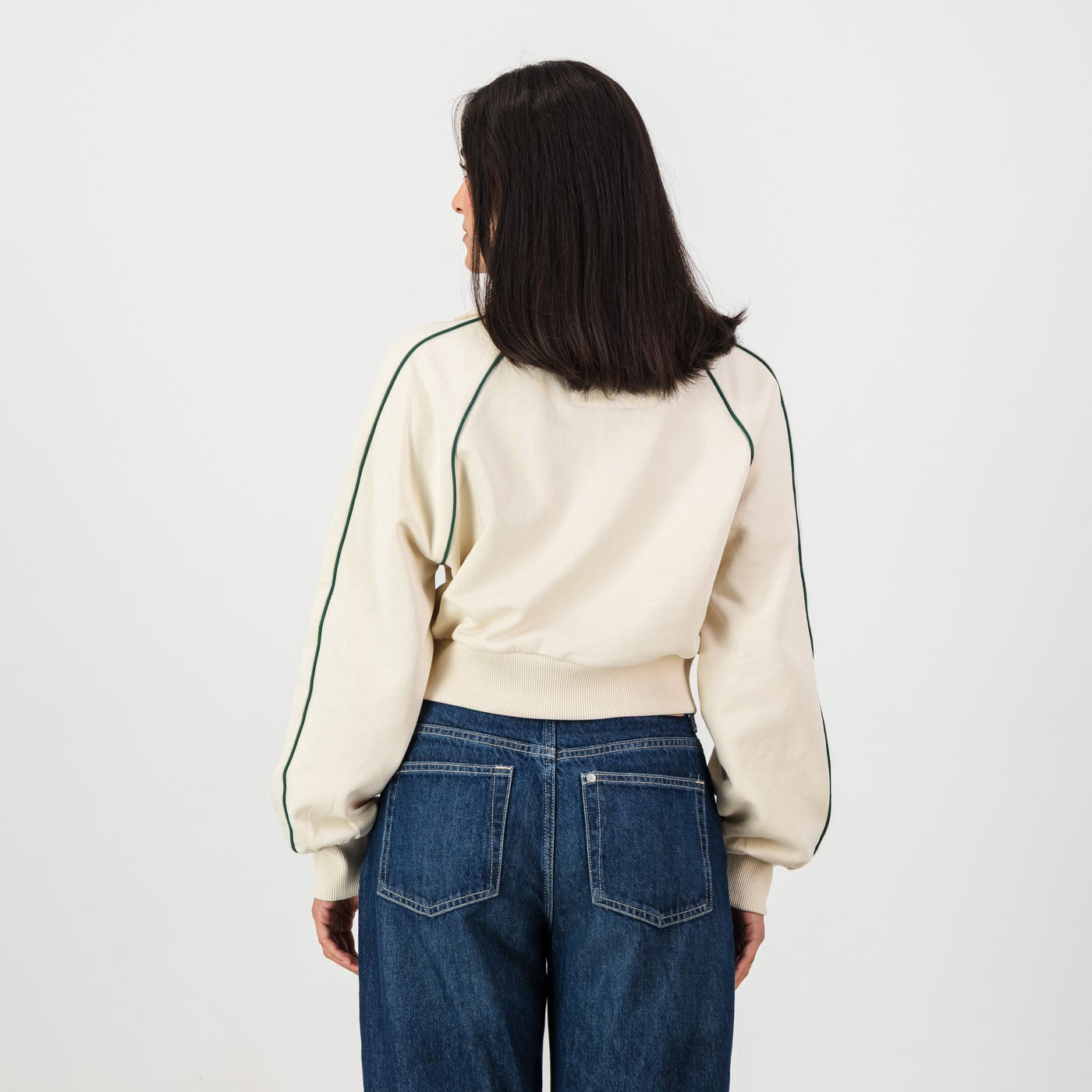 Stylish Springboks Ladies Ivory Piped Quarter Zip Sweatshirt - Heavyweight French Terry