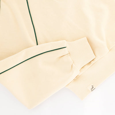 Stylish Springboks Ladies Ivory Piped Quarter Zip Sweatshirt - Heavyweight French Terry
