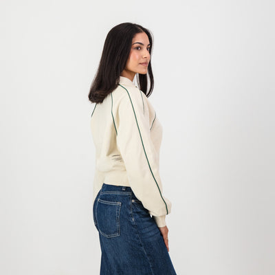 Stylish Springboks Ladies Ivory Piped Quarter Zip Sweatshirt - Heavyweight French Terry