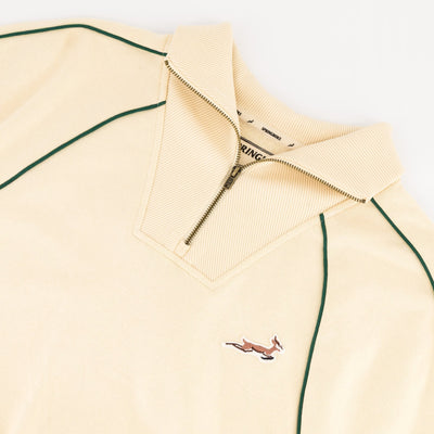 Springboks Ladies Ivory Piped Zip-Through Sweatshirt: Premium French Terry, Sporty Style