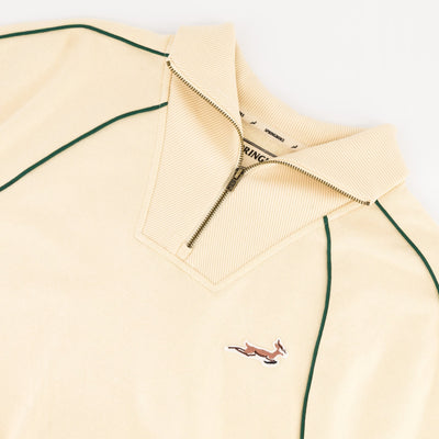 Stylish Springboks Ladies Ivory Piped Quarter Zip Sweatshirt - Heavyweight French Terry
