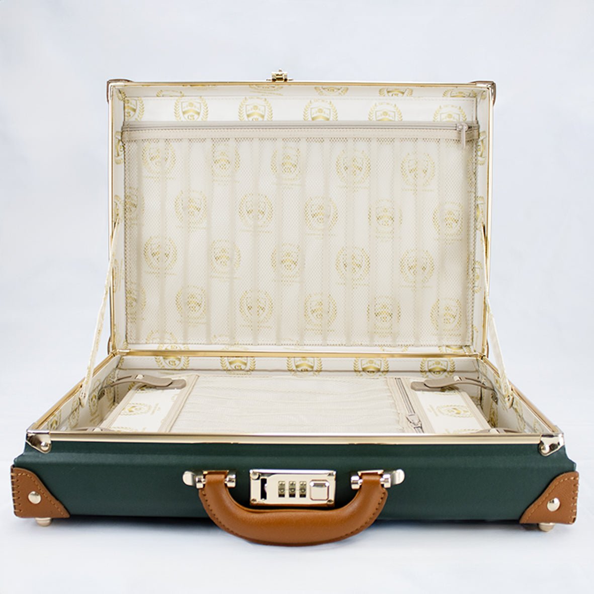 Premium Springboks Hard Shell Laptop Bag - Vintage Green PU Leather