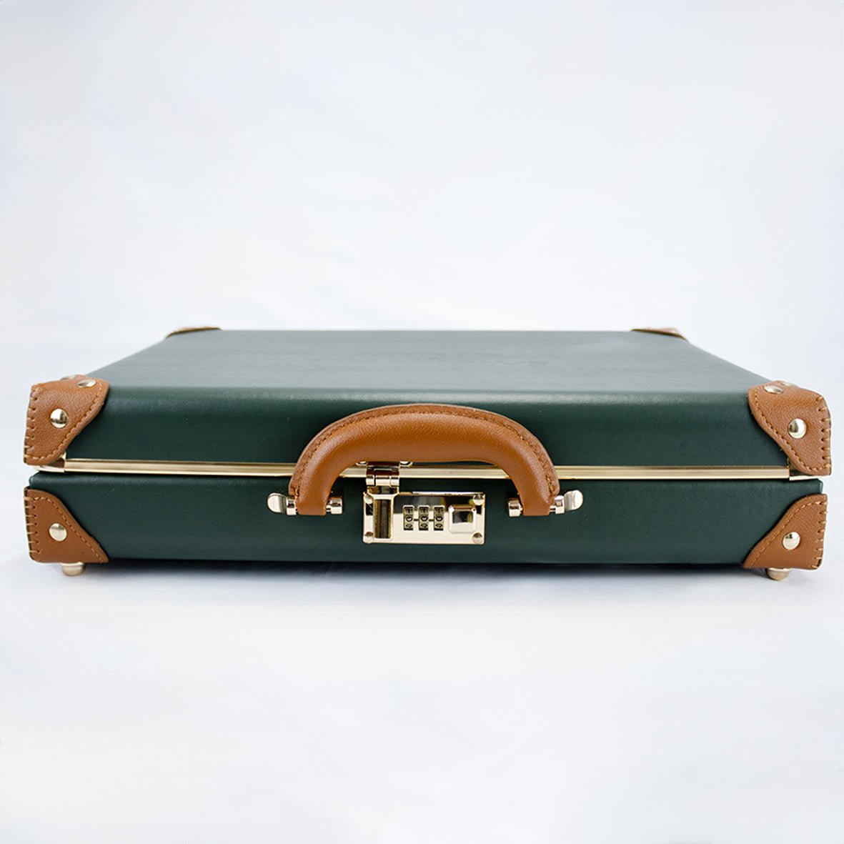 Premium Springboks Hard Shell Laptop Bag - Vintage Green PU Leather