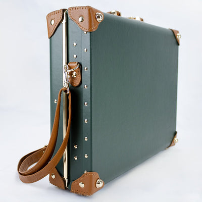 Premium Springboks Hard Shell Laptop Bag - Vintage Green PU Leather