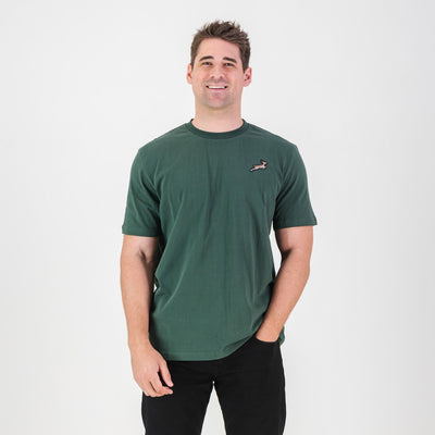 Premium Springboks Embroidered Cotton Crew Tee - OS Green Heritage Style