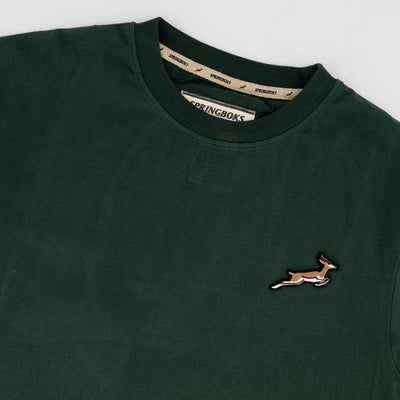 Premium Springboks Embroidered Cotton Crew Tee - OS Green Heritage Style
