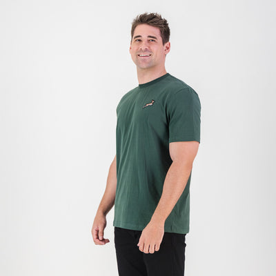 Premium Springboks Embroidered Cotton Crew Tee - OS Green Heritage Style