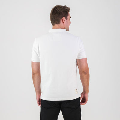 Springboks Men's Classic White Polo Shirt - Embroidered Badge, Comfortable Pique Fabric