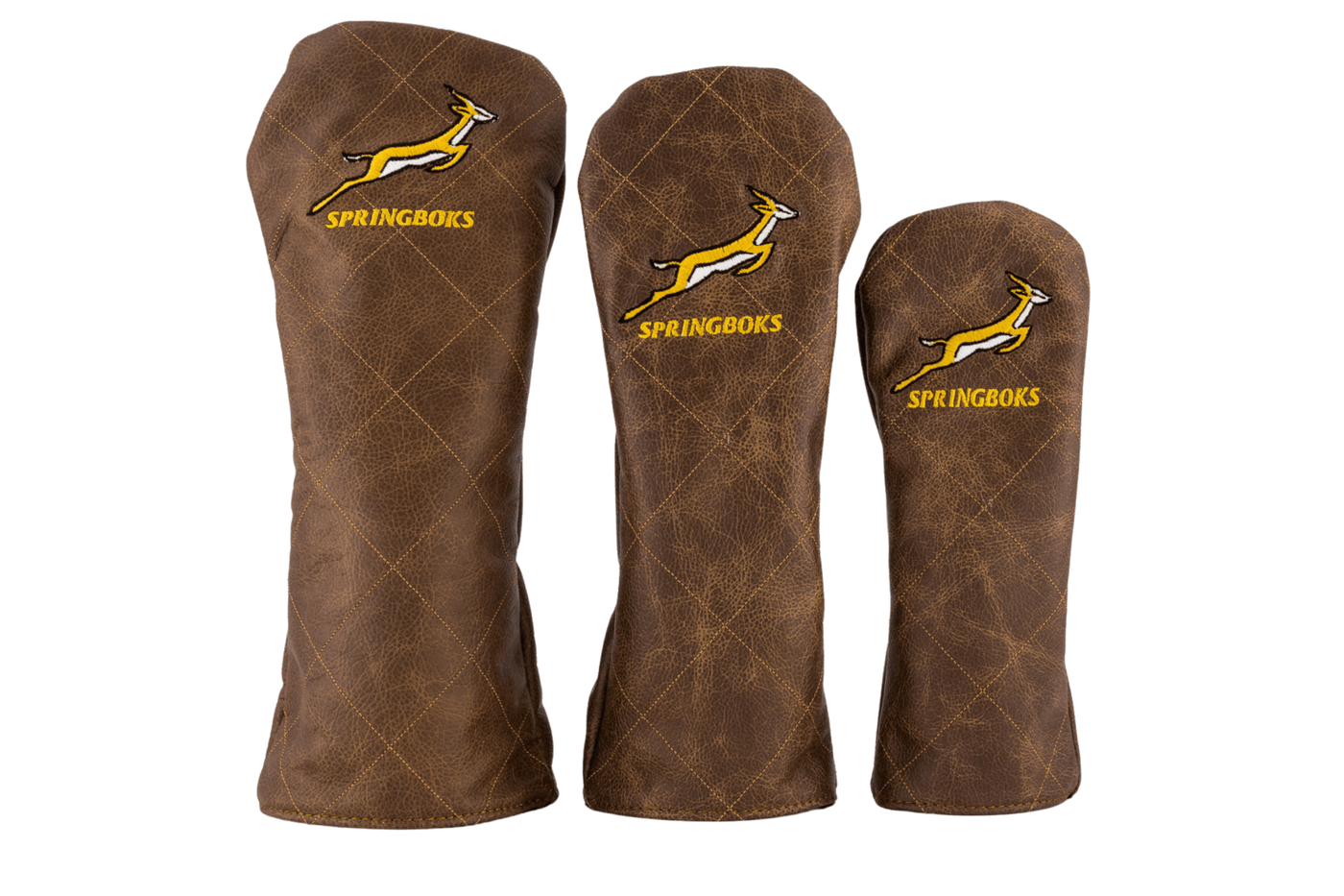 Premium Springboks Dark Brown Leather Golf Club Cover Driver Fairway Protection