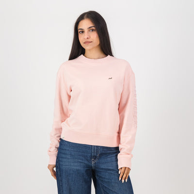Springboks Ladies Rose Quartz Metal Rivet Crew Sweatshirt - Soft French Terry