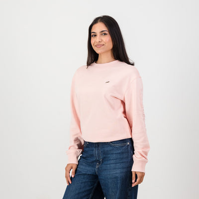 Springboks Ladies Rose Quartz Metal Rivet Crew Sweatshirt - Premium Cotton Comfort