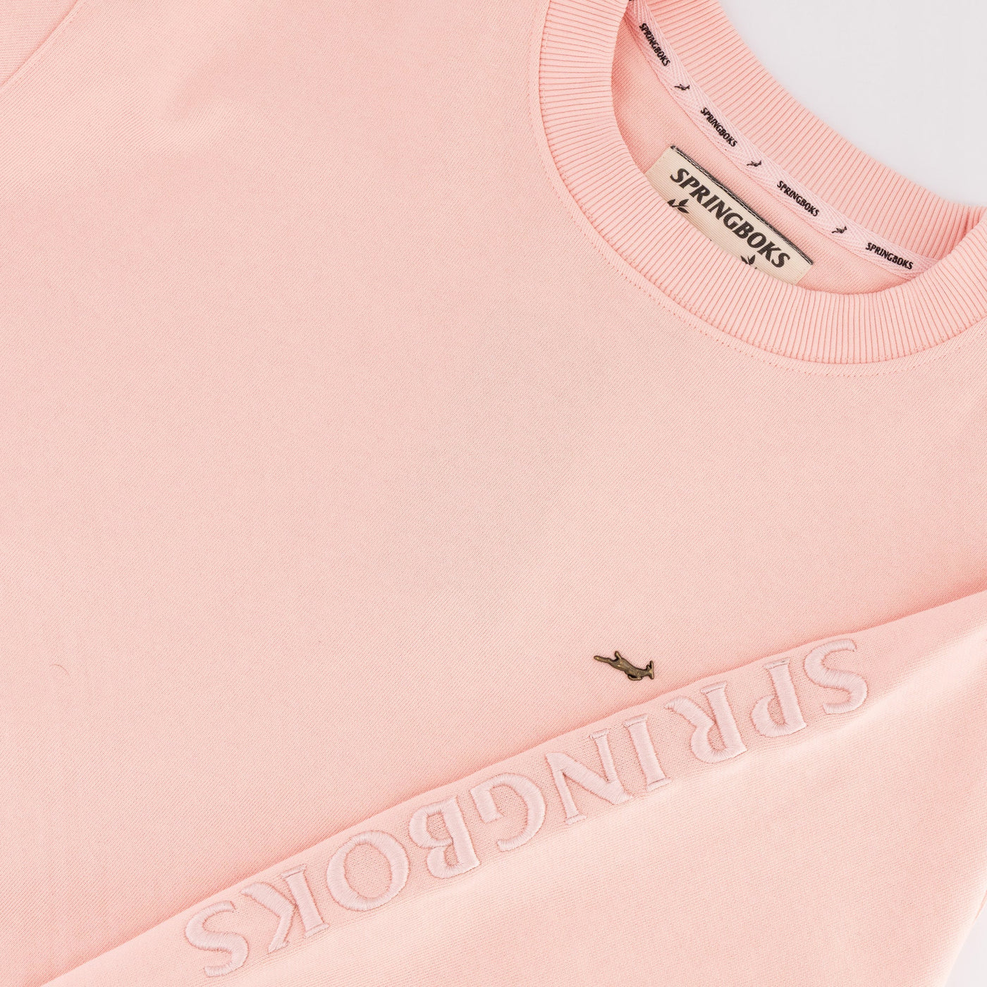Springboks Ladies Rose Quartz Metal Rivet Crew Sweatshirt - Soft French Terry