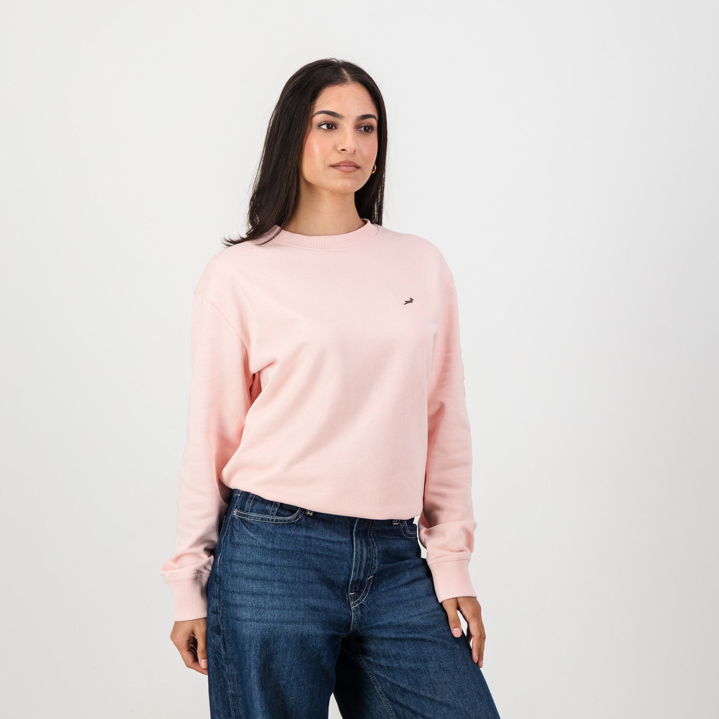 Springboks Ladies Rose Quartz Metal Rivet Crew Sweatshirt - Premium Cotton Comfort