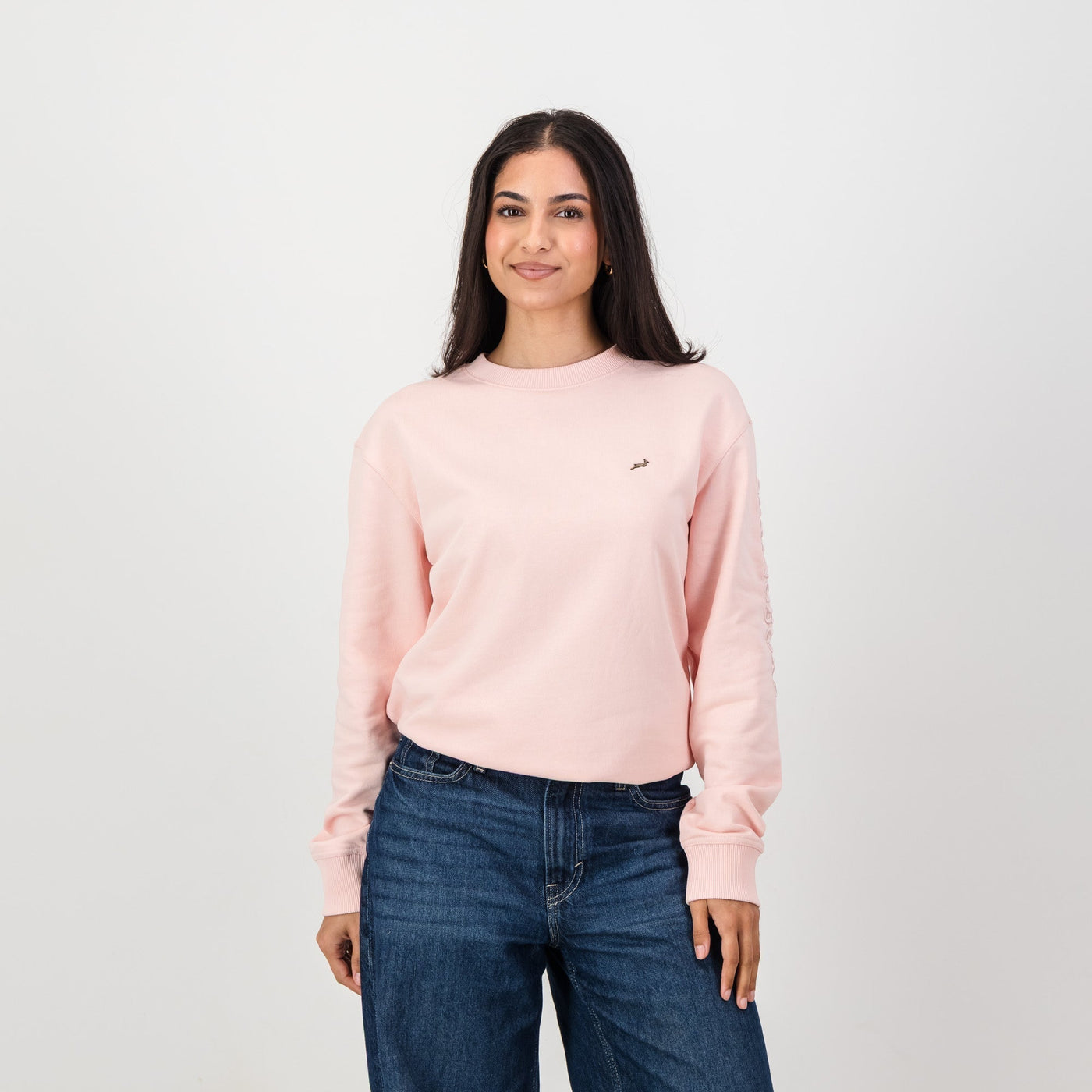 Springboks Ladies Rose Quartz Metal Rivet Crew Sweatshirt - Premium Cotton Comfort