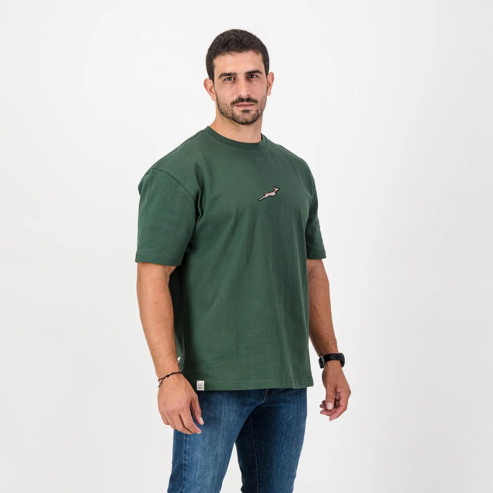 Premium Springboks National Badge Boxy Crew Tee - Ultra-Soft Heavyweight Cotton