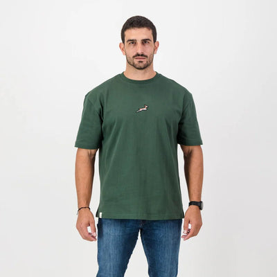 Premium Springboks National Badge Boxy Crew Tee - Ultra-Soft Heavyweight Cotton