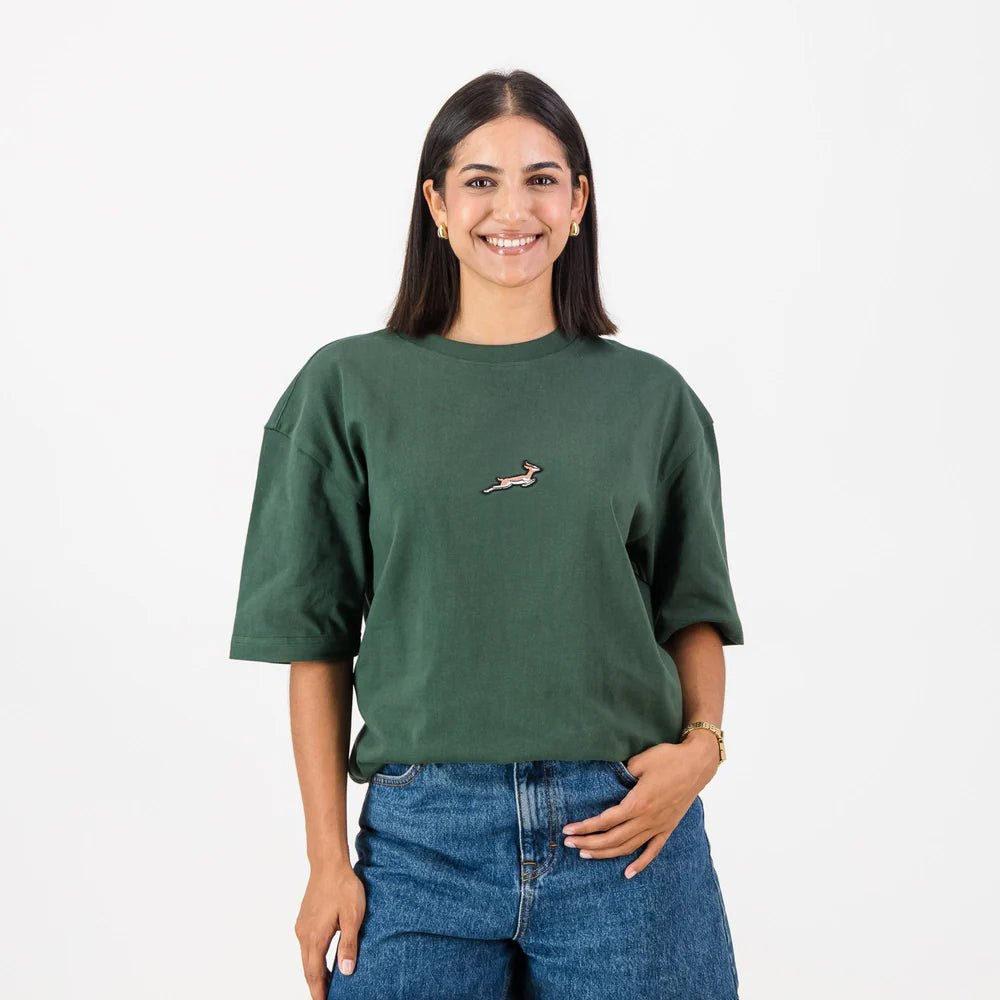 Premium Springboks National Badge Boxy Crew Tee - Ultra-Soft Heavyweight Cotton