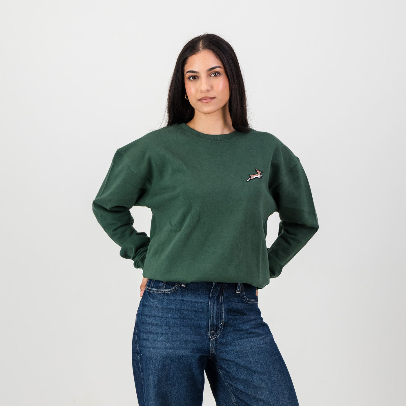 Springboks Rugby National Badge Crew Neck Sweatshirt - OS Green Comfort