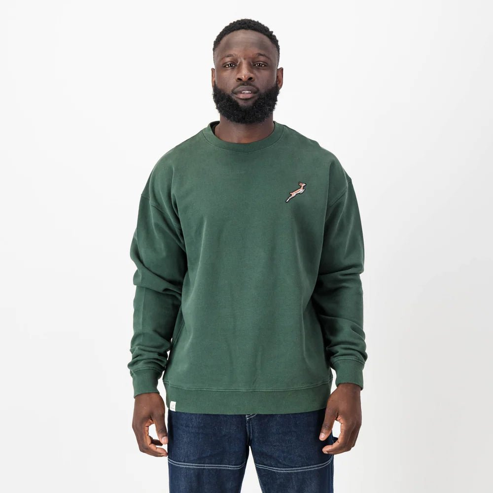 Springboks Rugby National Badge Crew Neck Sweatshirt - OS Green Comfort