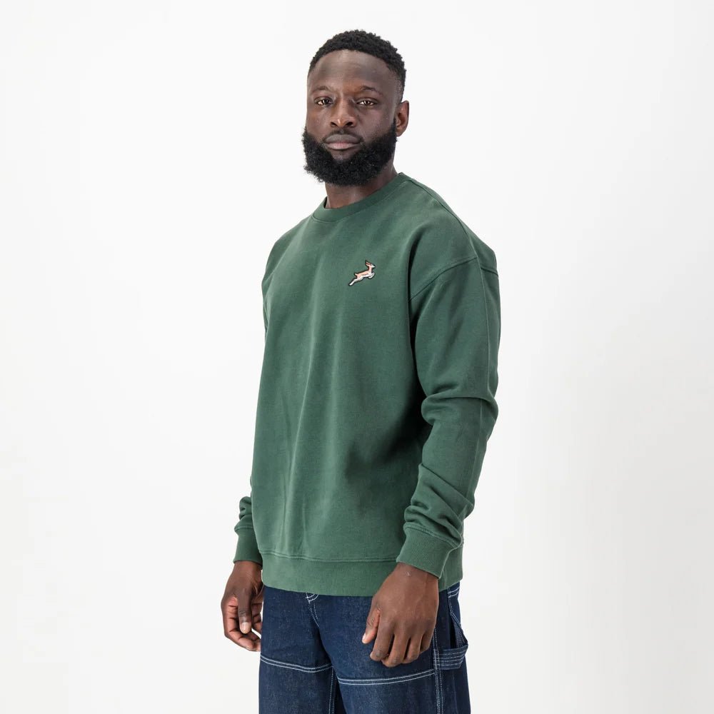 Springboks Rugby National Badge Crew Neck Sweatshirt - OS Green Comfort