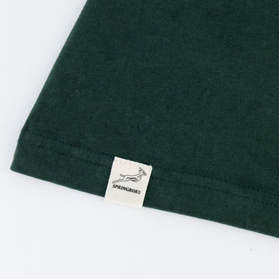 Official Springboks Ladies Outline Bok Crew Tee - Premium Cotton, Military Olive Green