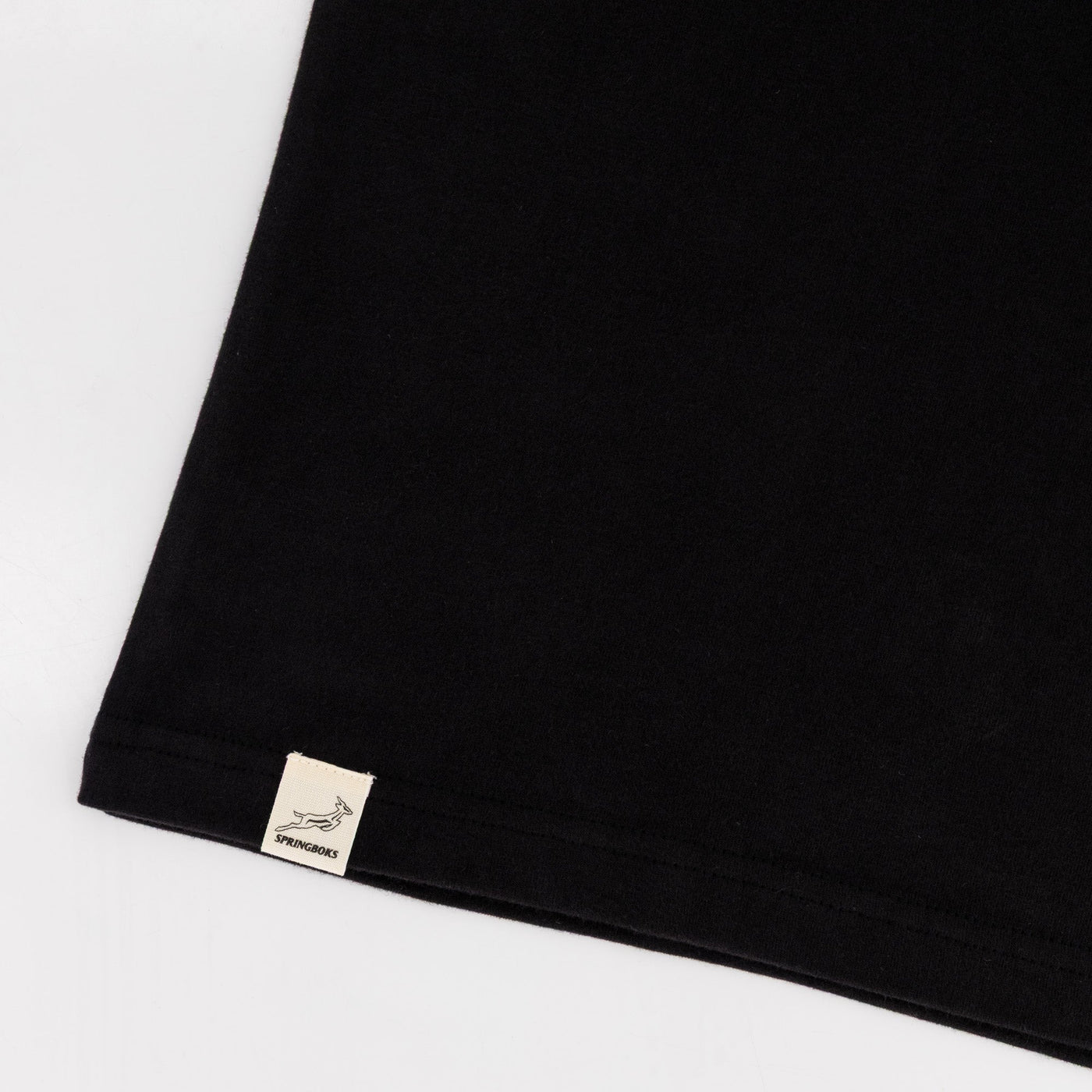 Official Springboks Outline Embroidered Black Crew Tee - Premium Cotton Comfort