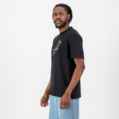 Official Springboks Outline Embroidered Black Crew Tee - Premium Cotton Comfort