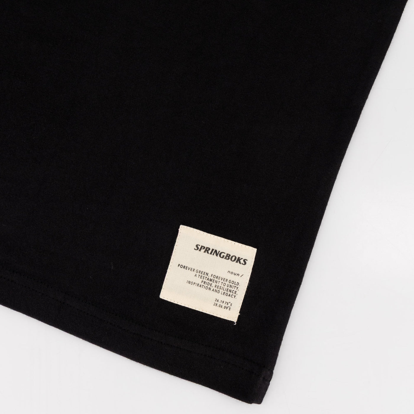Official Springboks Outline Embroidered Black Crew Tee - Premium Cotton Comfort