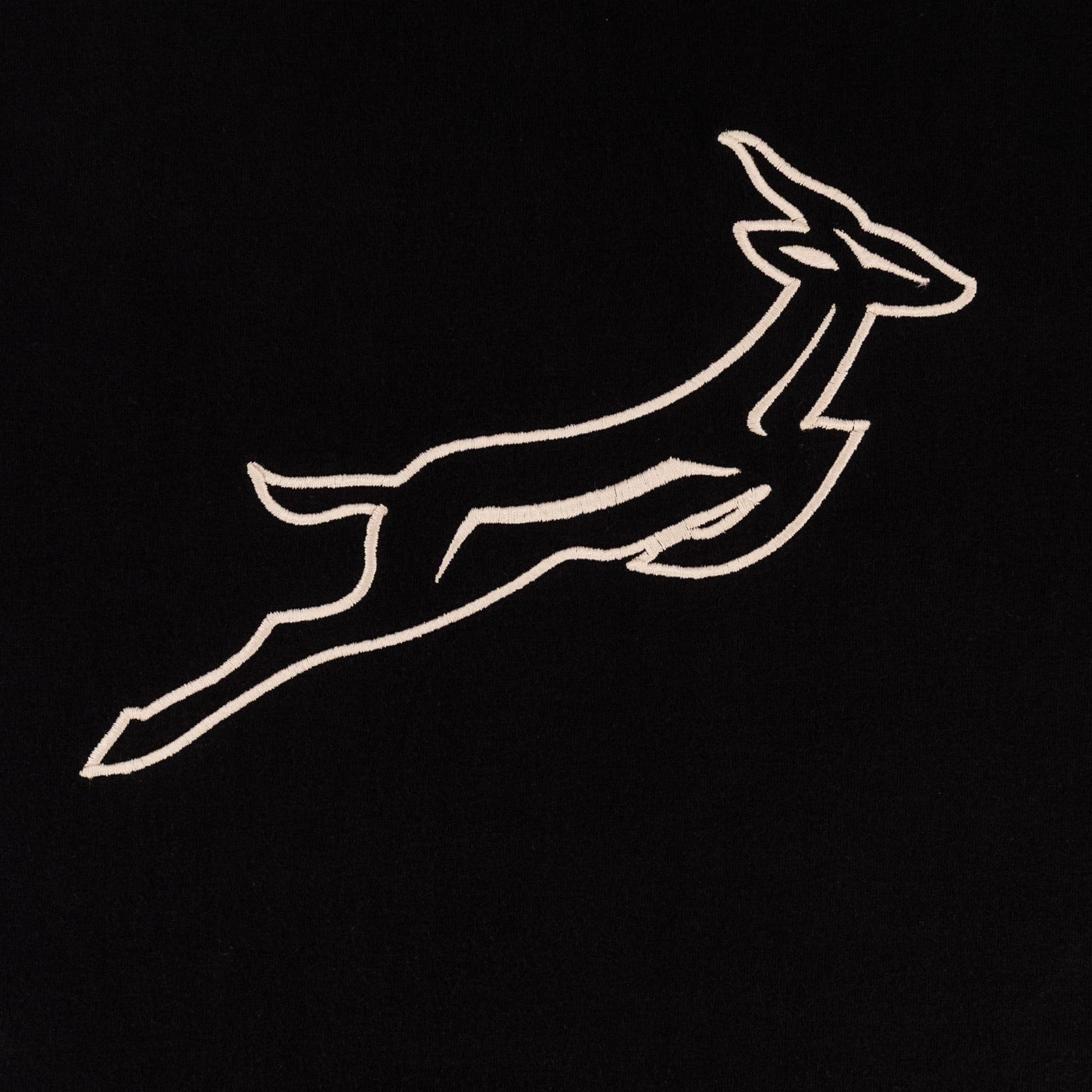 Official Springboks Outline Embroidered Black Crew Tee - Premium Cotton Comfort